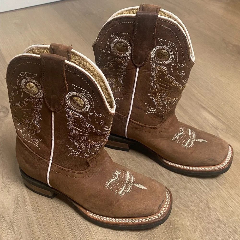 D’Leon Kids Brown‎ Square Toe Cowboy Western Boots Boy’s 3